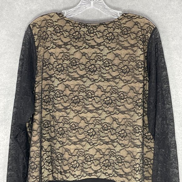 Torrid Bodysuit Women Sz 3x Black Lace Sheer Long‎ Sleeve Scoop Neckline Boho - Picture 7 of 12